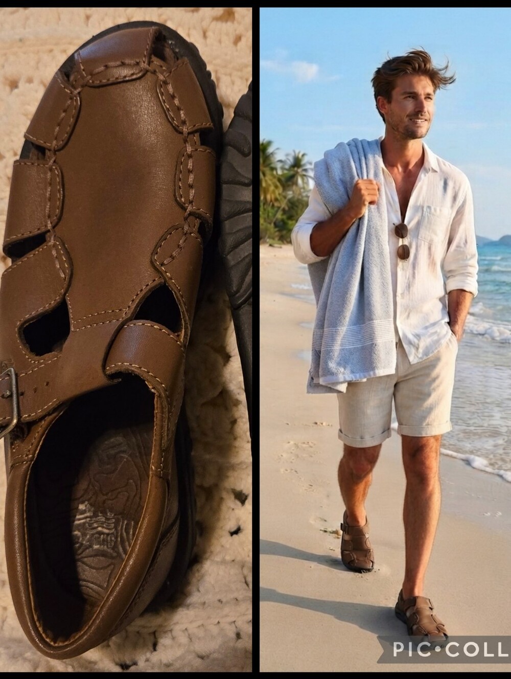 TEVA--Brown Men's Leather Fisherman Sandals